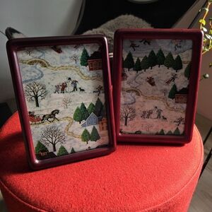 Mid century Curved Edge Frames/cherry finishes/lovely Wood Frames/easel Stand